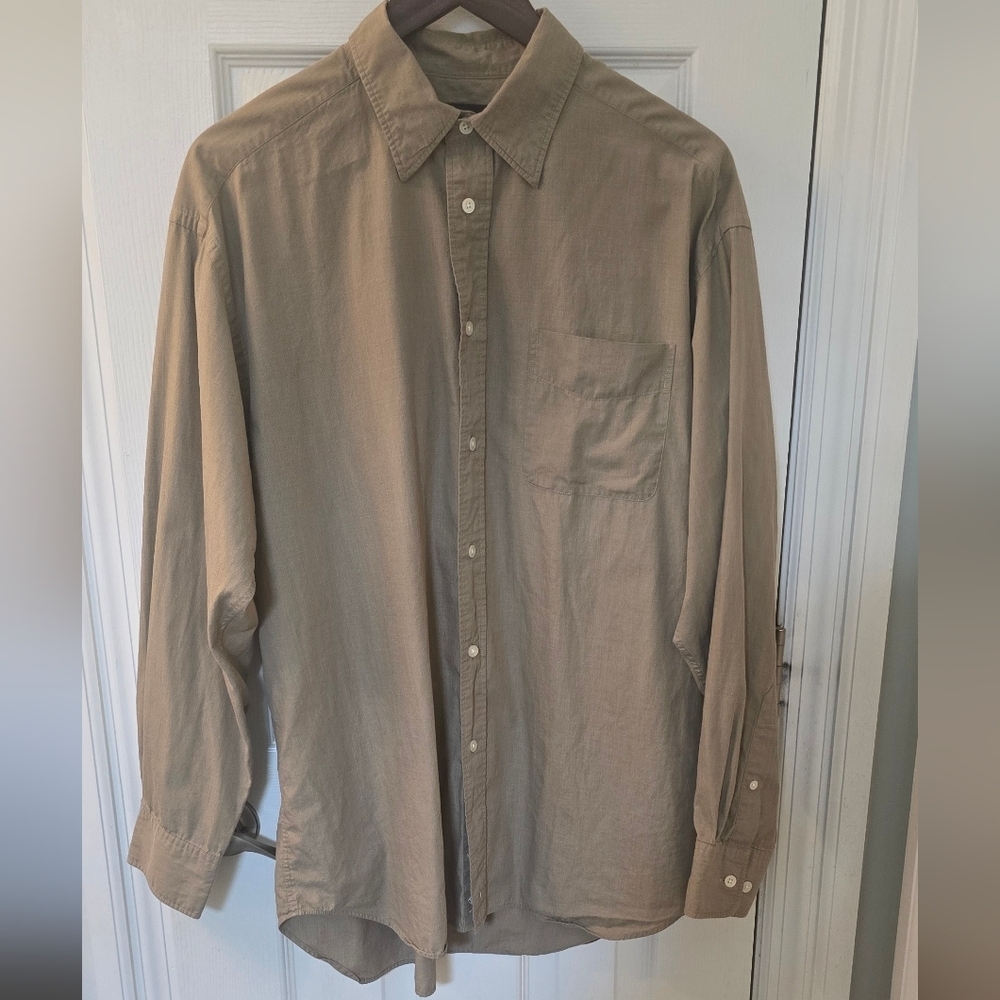 Banana Republic Men's Cotton Button Down Shirt - Taupe, Size L (1206)